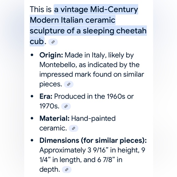 Vintage cat figurine MCM ceramic cheetah cub sculpture made in Italy Italian 60s - Picture 16 of 16